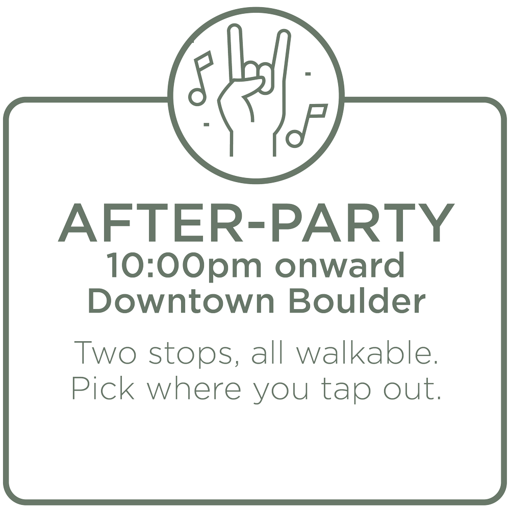After-party: 10:00pm onward in downtown Boulder